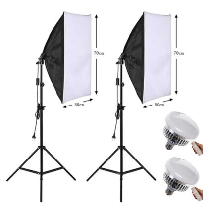 Kit 2 Softbox + Lampada Led Estúdio Luz Continua Tripe 2 metros 1