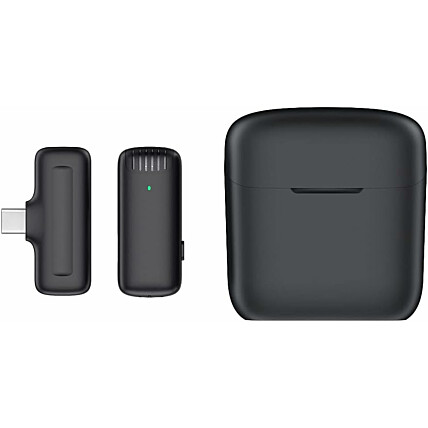 Microfone de lapela sem fio KM-11 com estojo de carregamento para iPhone USB C 1