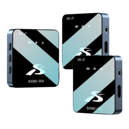 Microfone de lapela sem fio SX85 Dual Mic para iPhone, Android e Câmeras