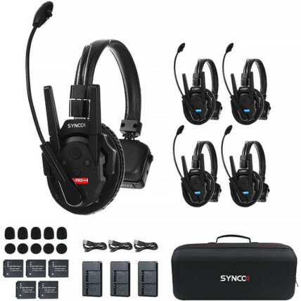 Sistema de intercomunicação sem fio Synco Xtalk XPro5 com 5 fones de ouvido de ouvido único (2,4 GHz)