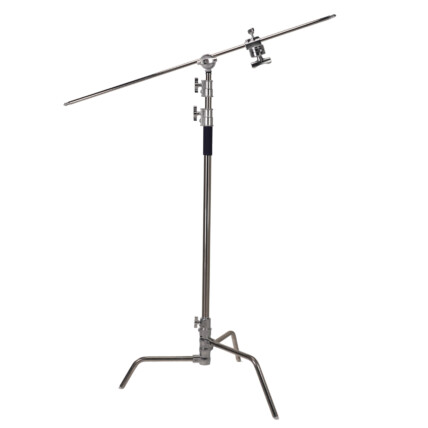 Girafa Prata Tripé com braço e 2 cabeças de efeito Century C-stand E-reise CS11C PRO 1